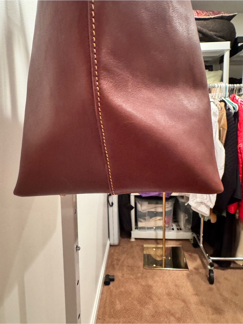 Dooney & Bourke Extra Large Florentine Leather Suzette Tote in Chestnut - Picture 6 of 14